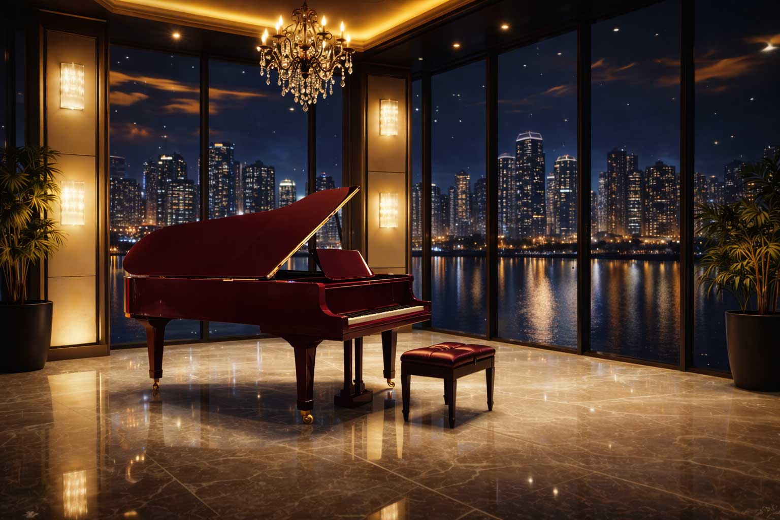 Grand piano in elegant setting